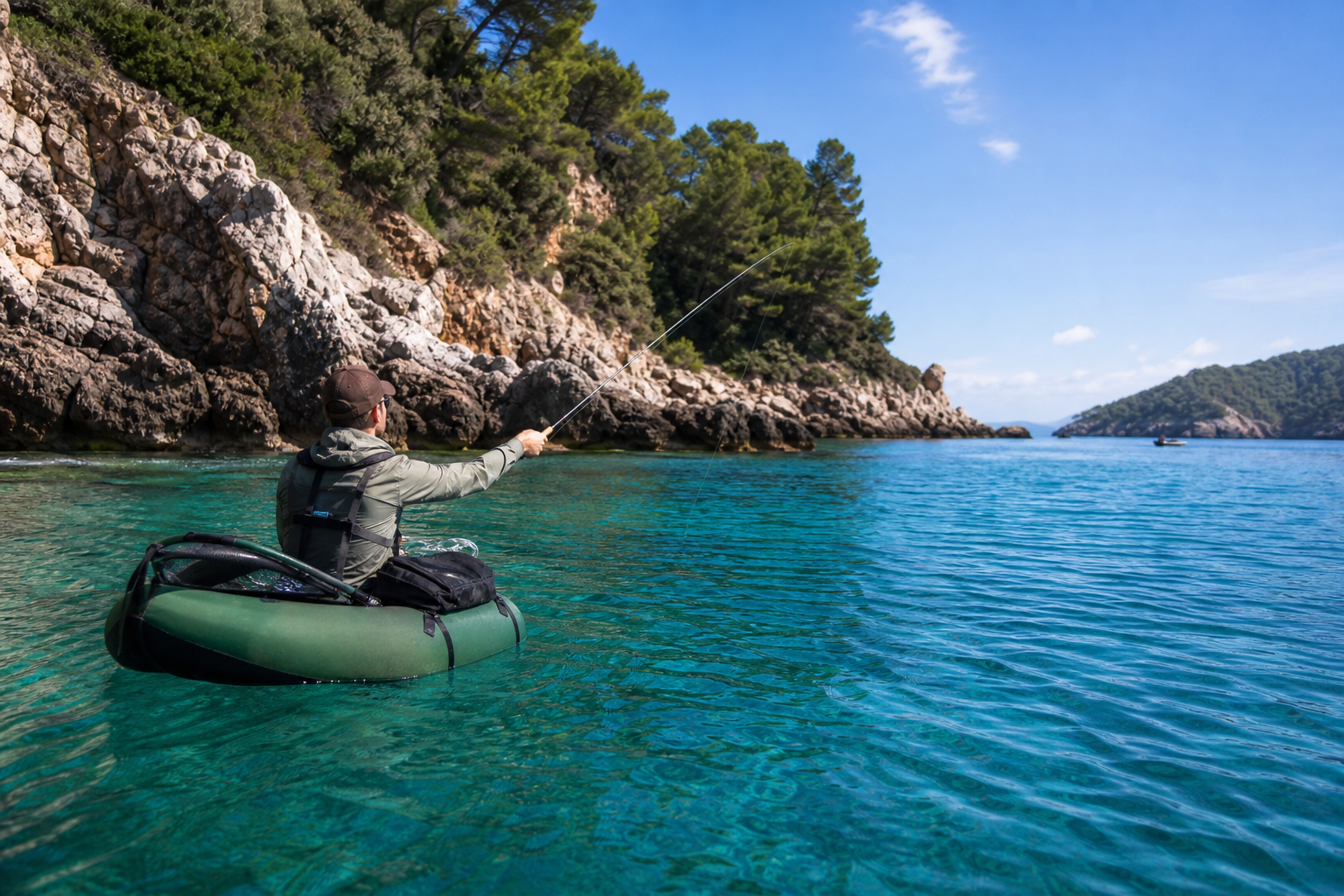 Pesca en pato (float tube) en el mar: guía 2026