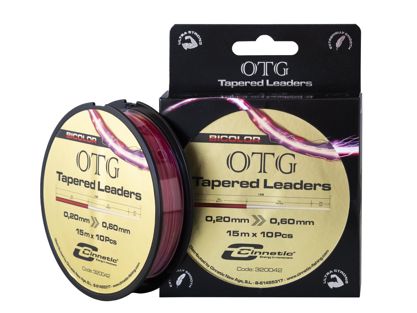 Pack de puentes cónicos bicolor Cinnetic OTG Taper Leaders transparente y rojo