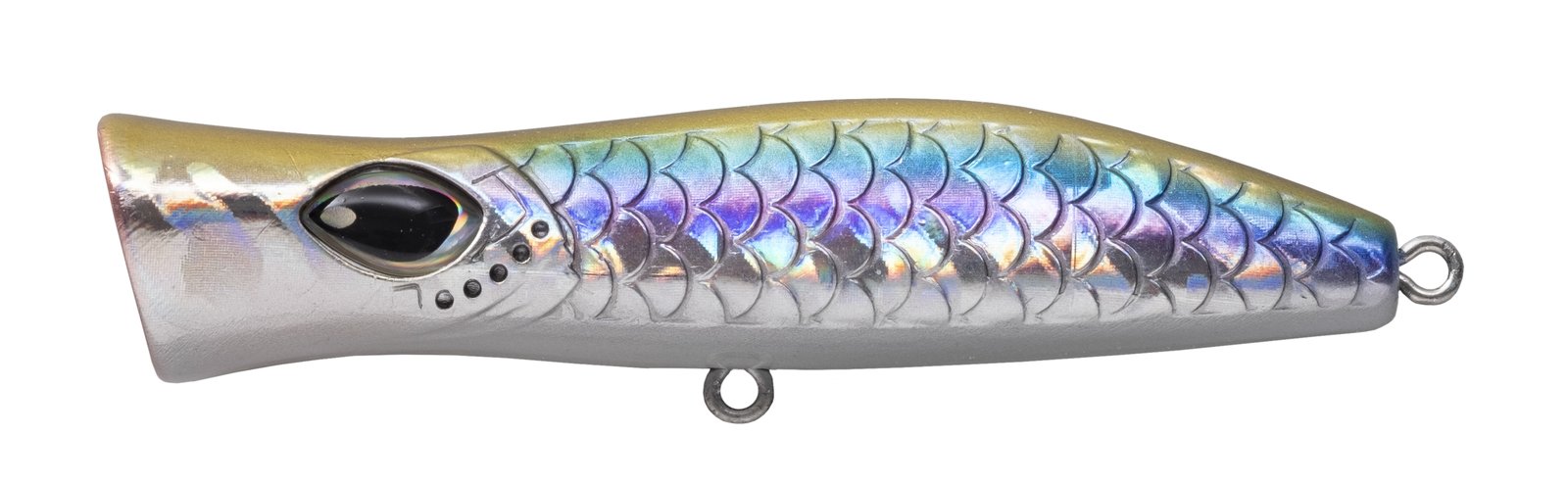 Pequeño señuelo popper Cinnetic Mini Tornado 70F con ojos 3D