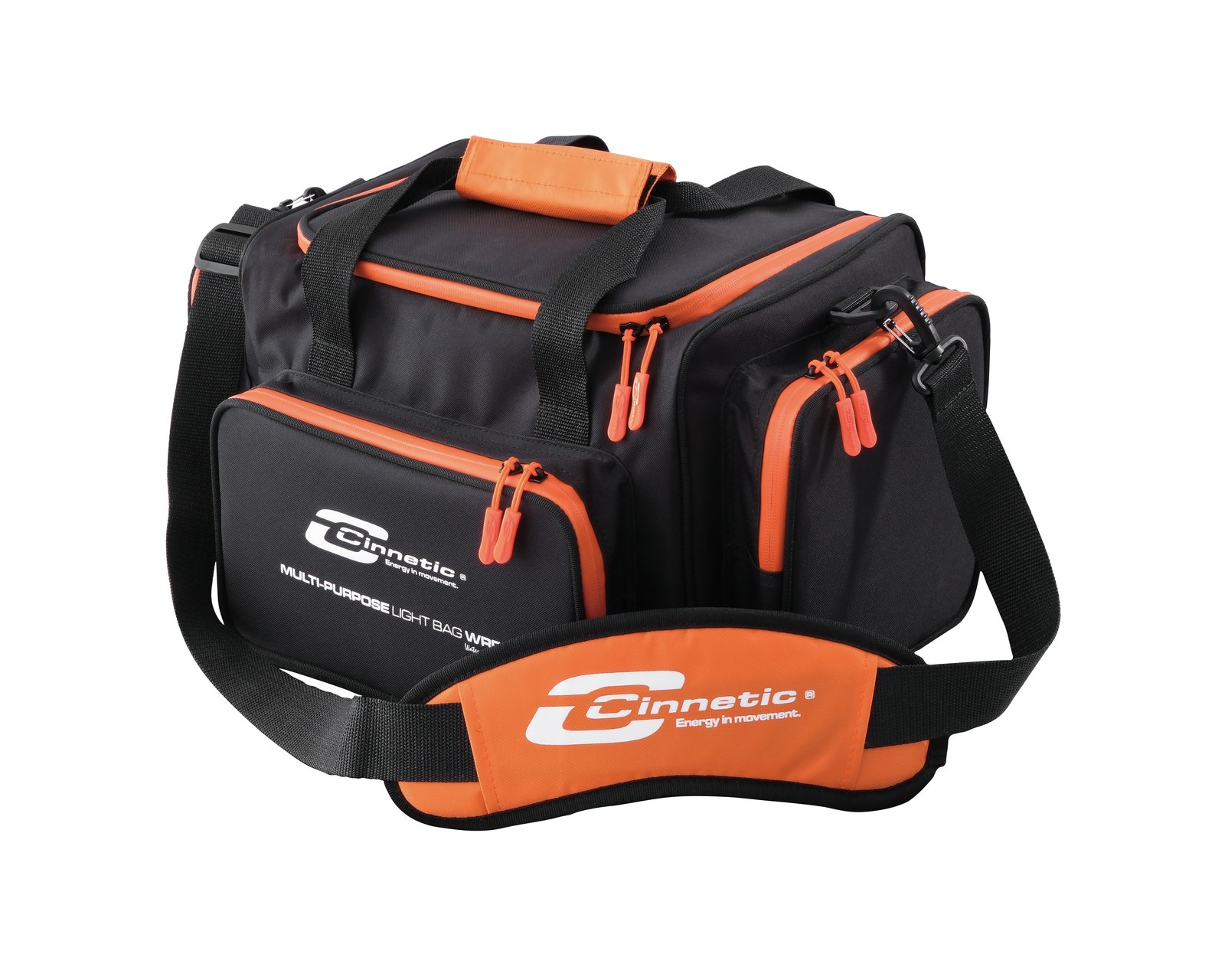Bolsa multiusos Cinnetic Multi-Purpose Light Bag WRP negra con cremalleras naranjas