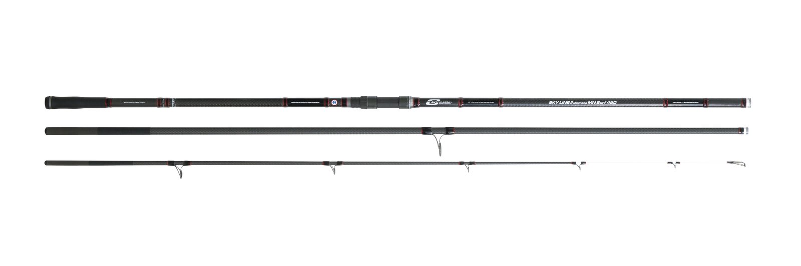 Caña de surfcasting Cinnetic Sky Line II Diamond MN Surf de 4,50 m con anillas tipo globo